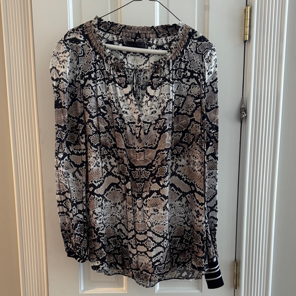 Hale Bob Black and Brown Snake Print Blouse